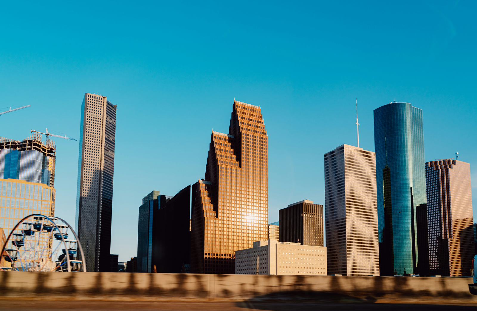 Houston Texas downtown skyline with modern skyscrapers