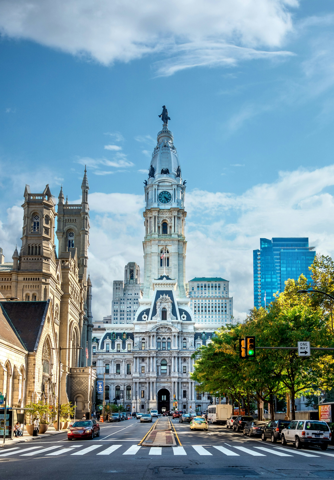 Philadelphia City Hall and historic architecture on a clear day