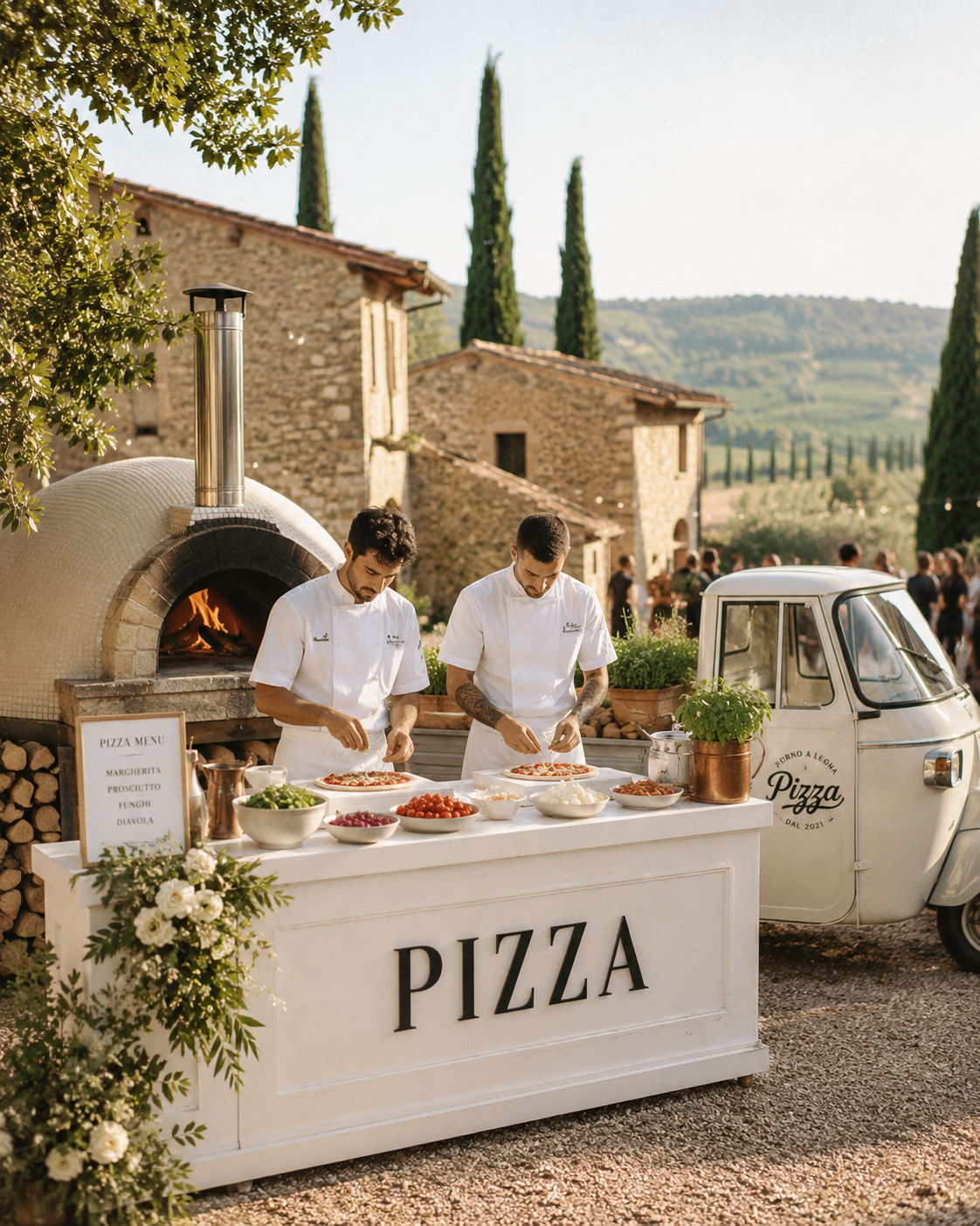 Live band performing at an elegant outdoor wedding reception